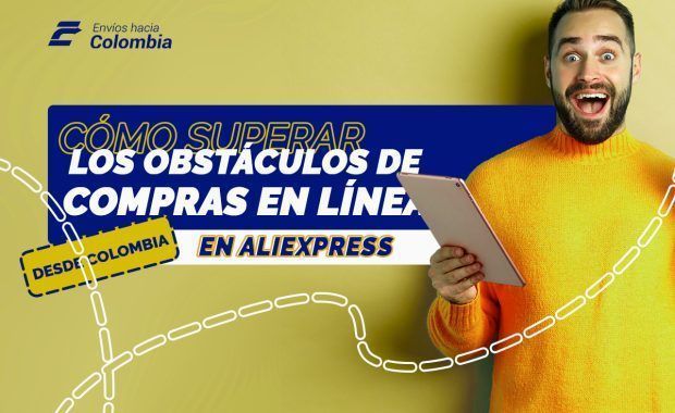 joven de 30 años con camisa amarilla en tablet en la mano asombrado por comprar en aliexpress